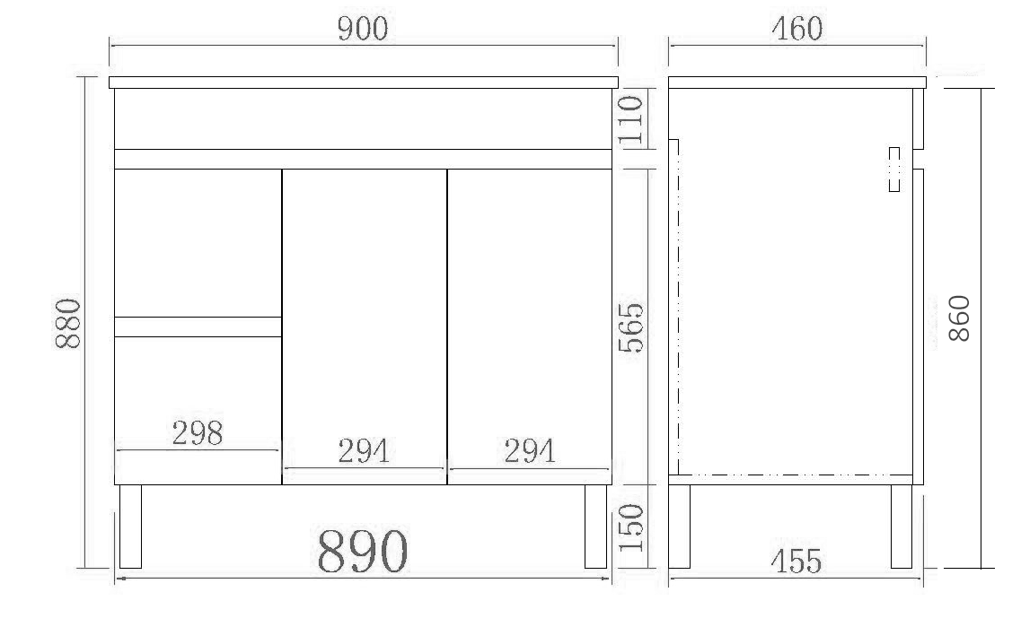 Evie PVC Freestanding Bathroom Vanity Dark Brown
