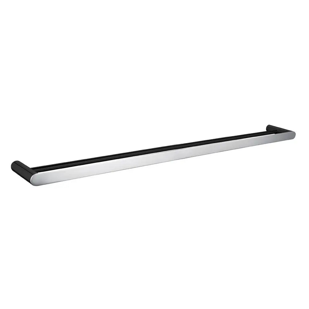 Esperia Matte Black & Chrome 800mm Double Towel Rail