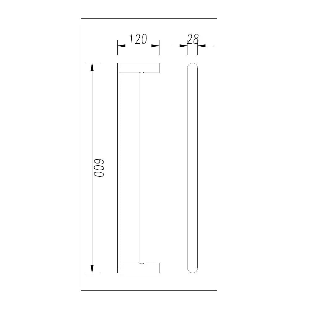 Esperia Brushed Nickel 600mm  DoubleTowel Rail