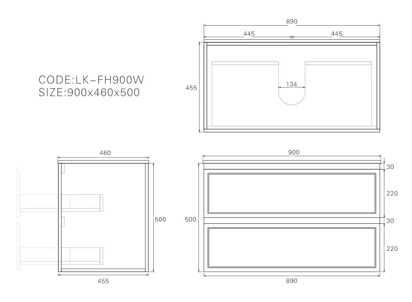 Hamilton Federation Prime Wall Hung PVC Cabinet Matte White