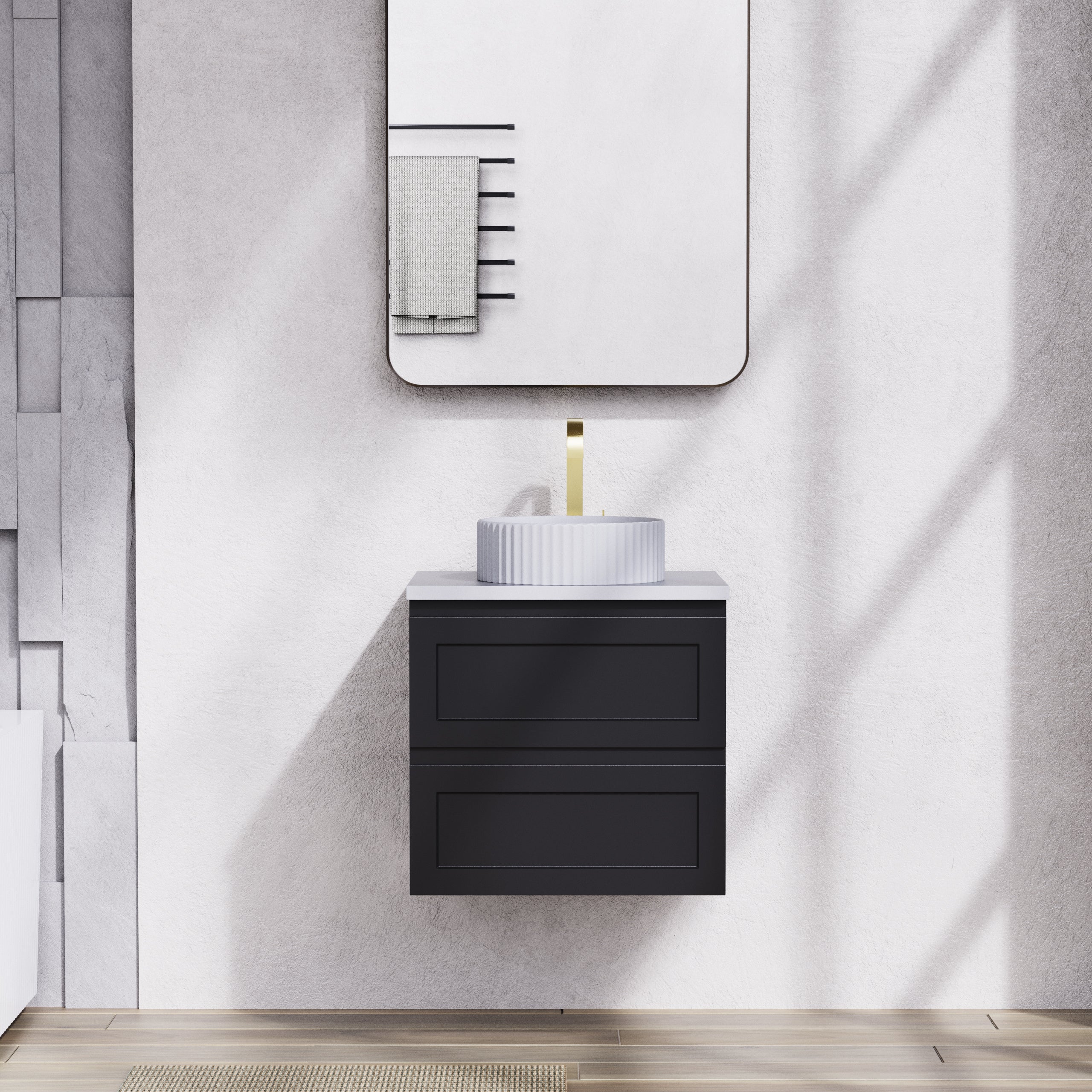 Fremantal PVC Waterproof  Wall Hung Bathroom Vanity  Matte Black