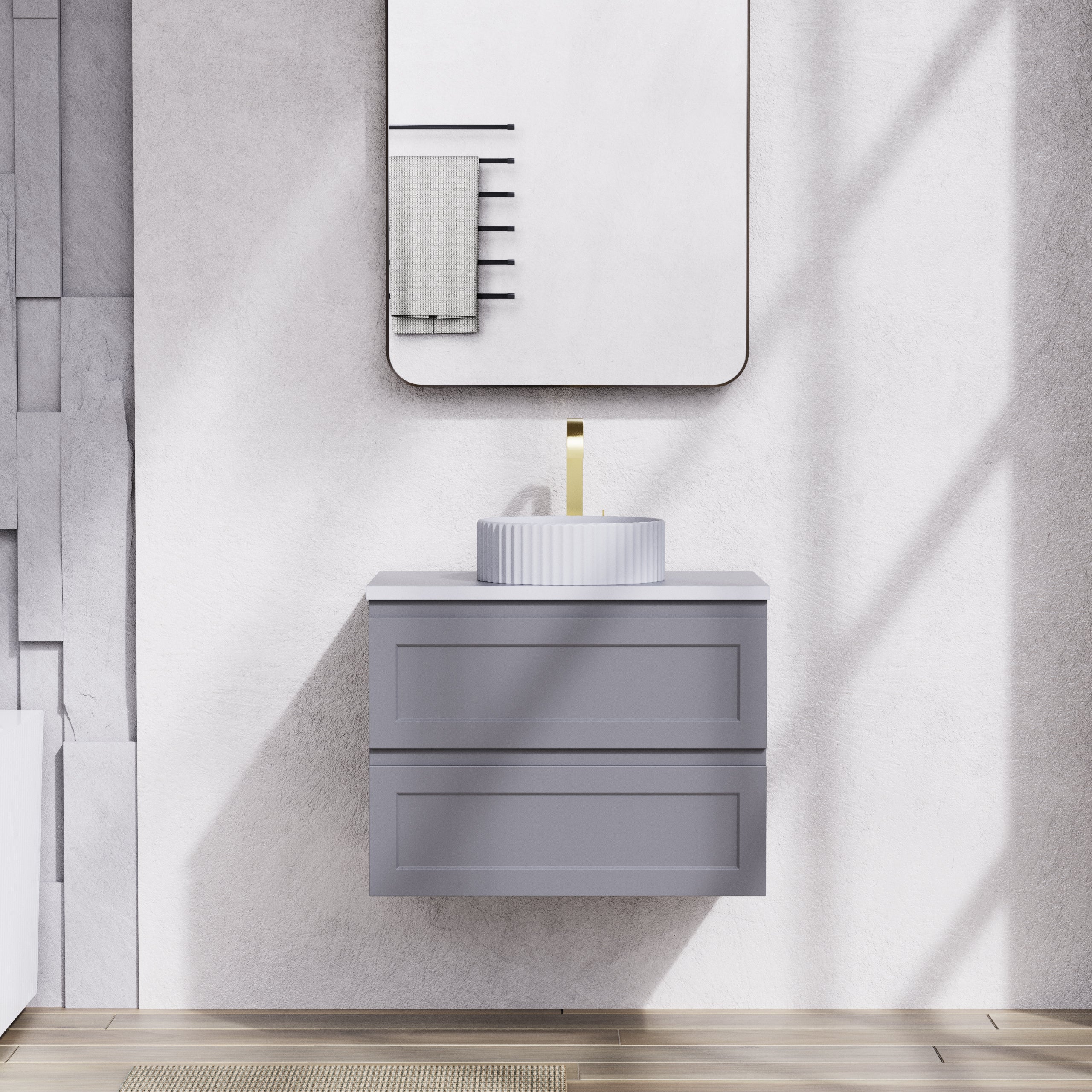 Fremantal PVC Waterproof  Wall Hung Bathroom Vanity  Matte Grey