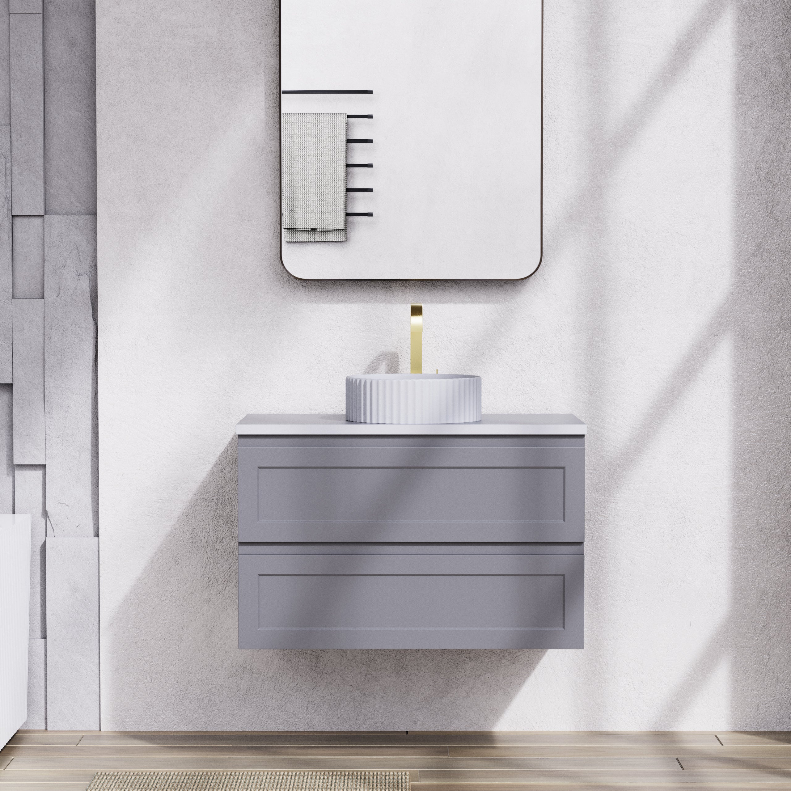 Fremantal PVC Waterproof  Wall Hung Bathroom Vanity  Matte Grey