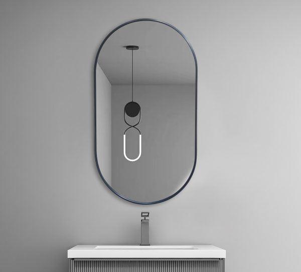 Aluminum Framed Oval Mirror 500mm – Matt black (New Arrival) - Living and Bathroom