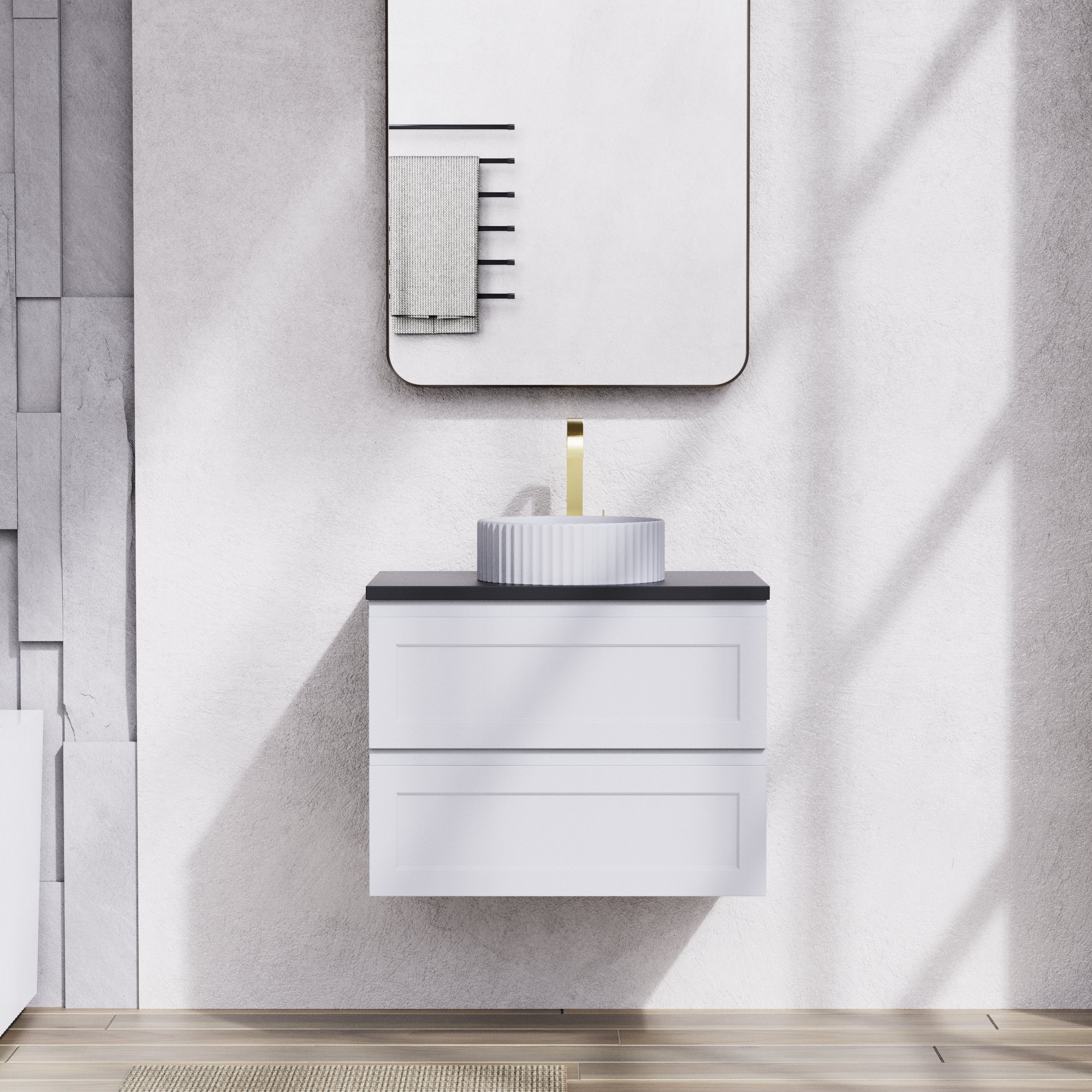 Fremantal PVC Waterproof  Wall Hung Bathroom Vanity  Matte White