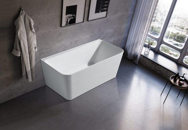 Fortuna 1500 Back-to-Wall Gloss White Bathtub - Living and Bathroom