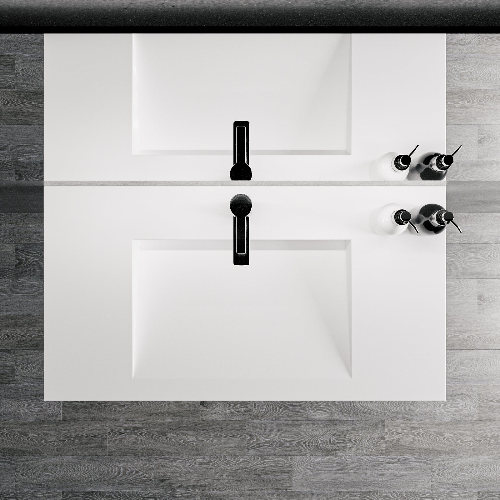 Asha Modern Solid Surface Material Wall Hung Stone Basin With Plywood Cabinet(All Sizes)