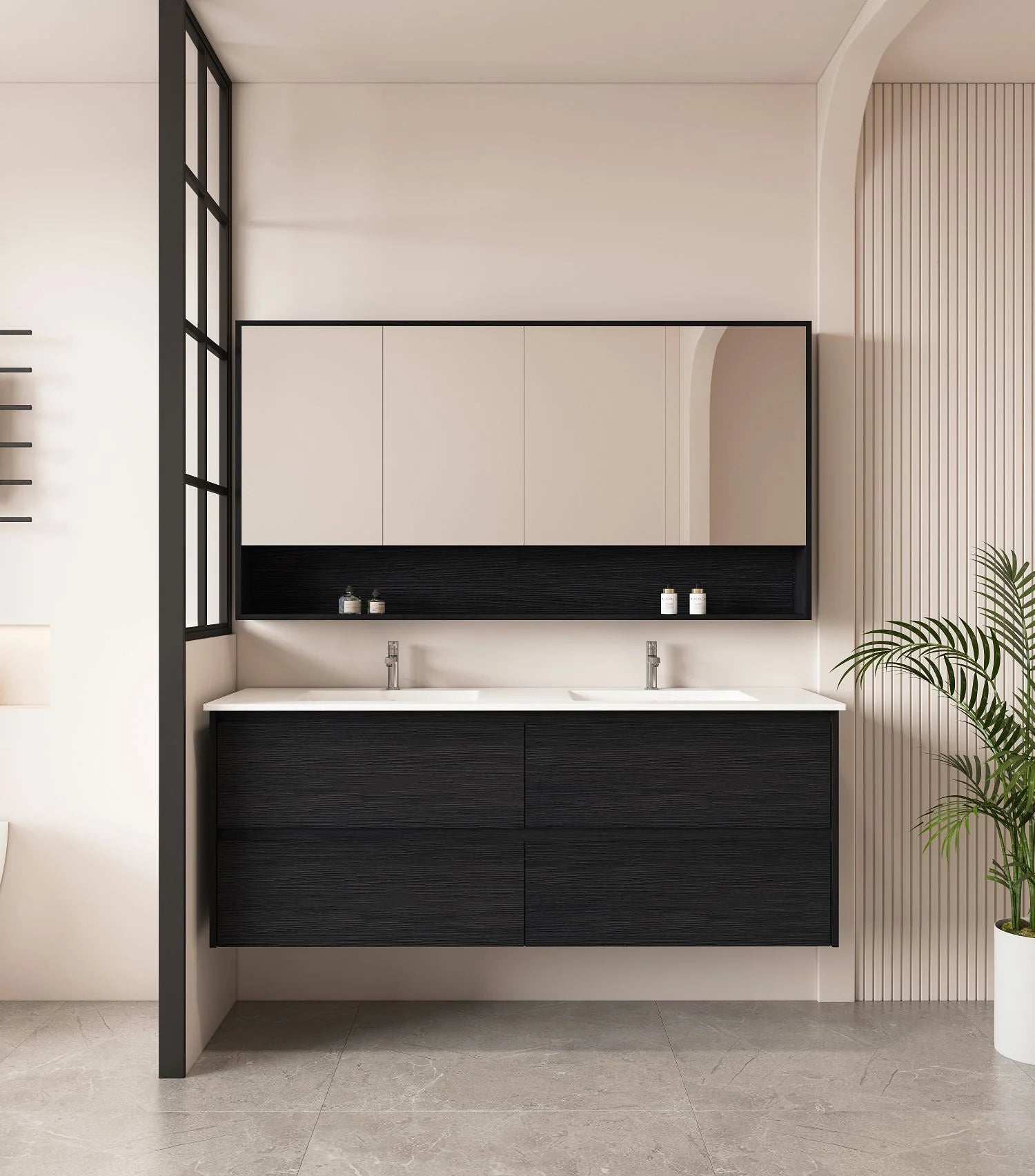 Hera Wallhung Vanity Black Oak