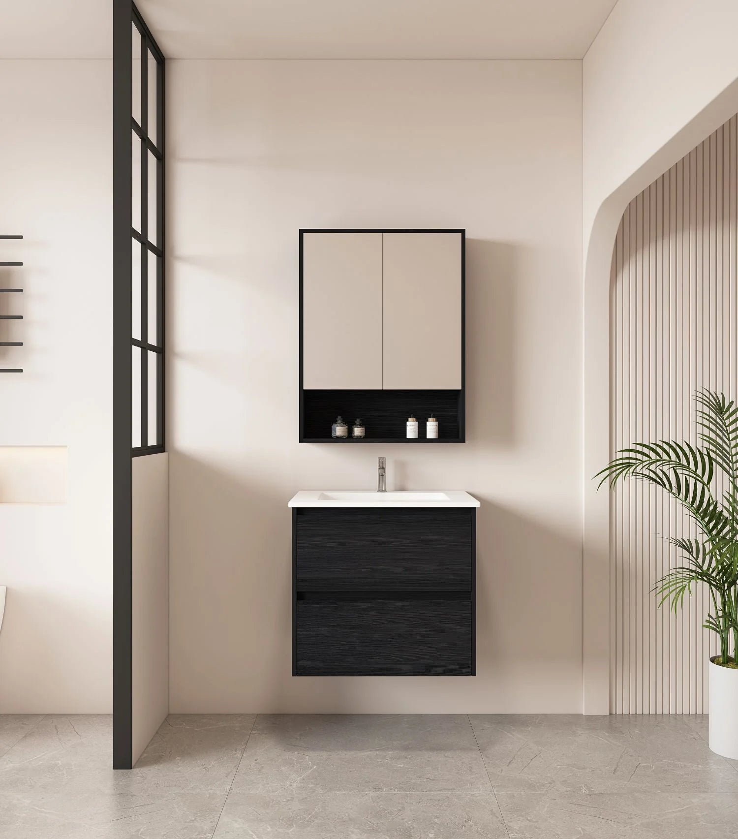 Hera Wallhung Vanity Black Oak