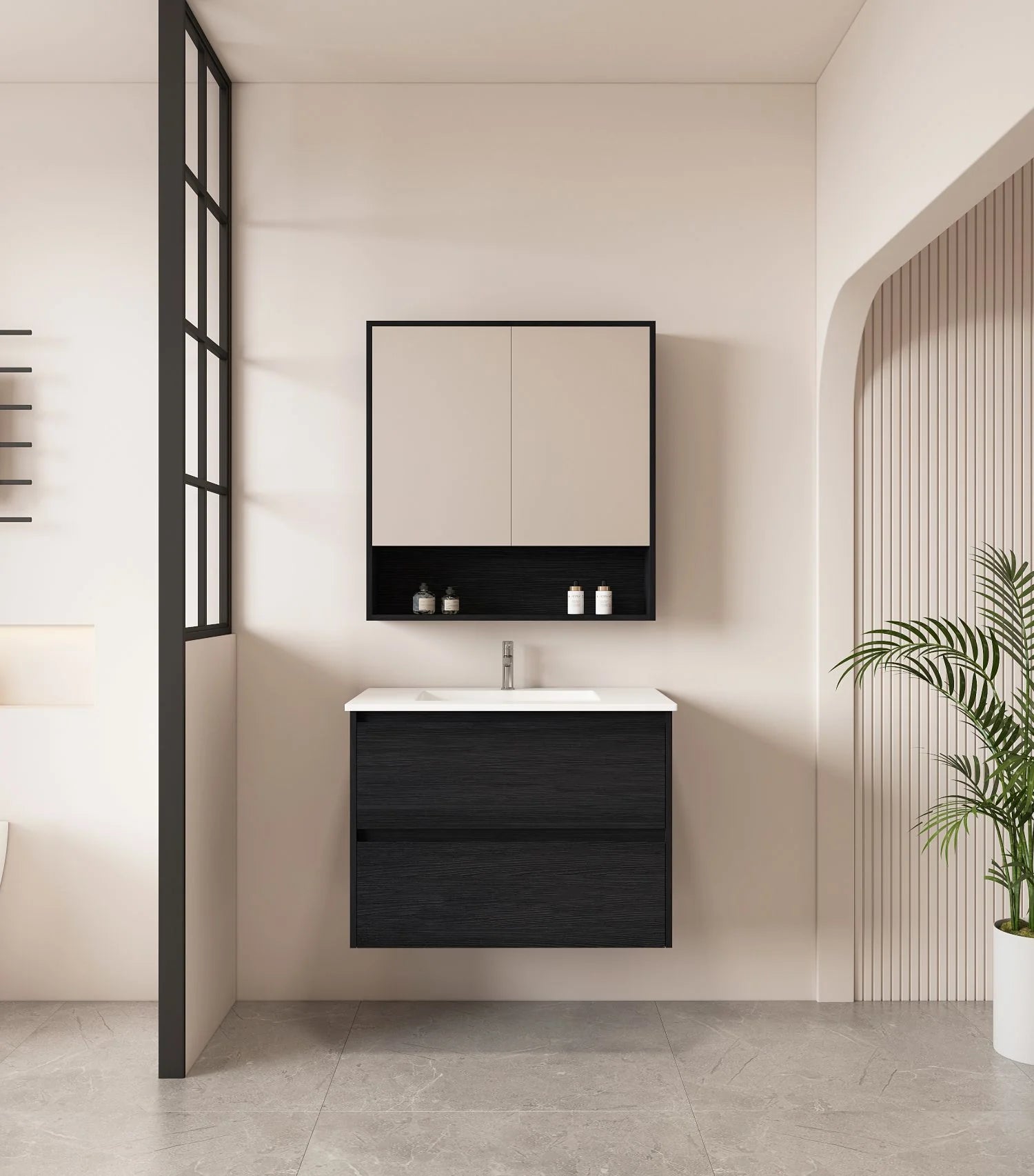 Hera Wallhung Vanity Black Oak