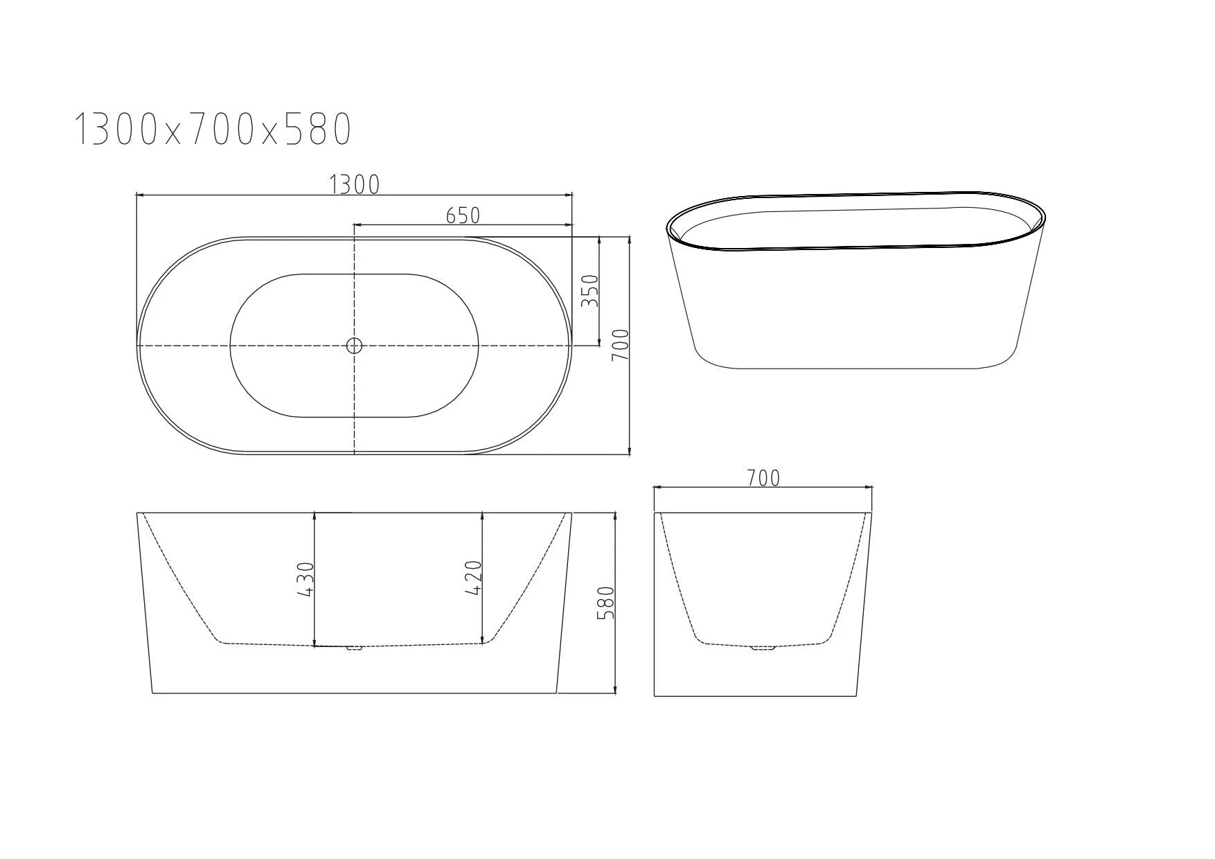ISEO Ultra-Slim Freestanding Gloss White Bathtub