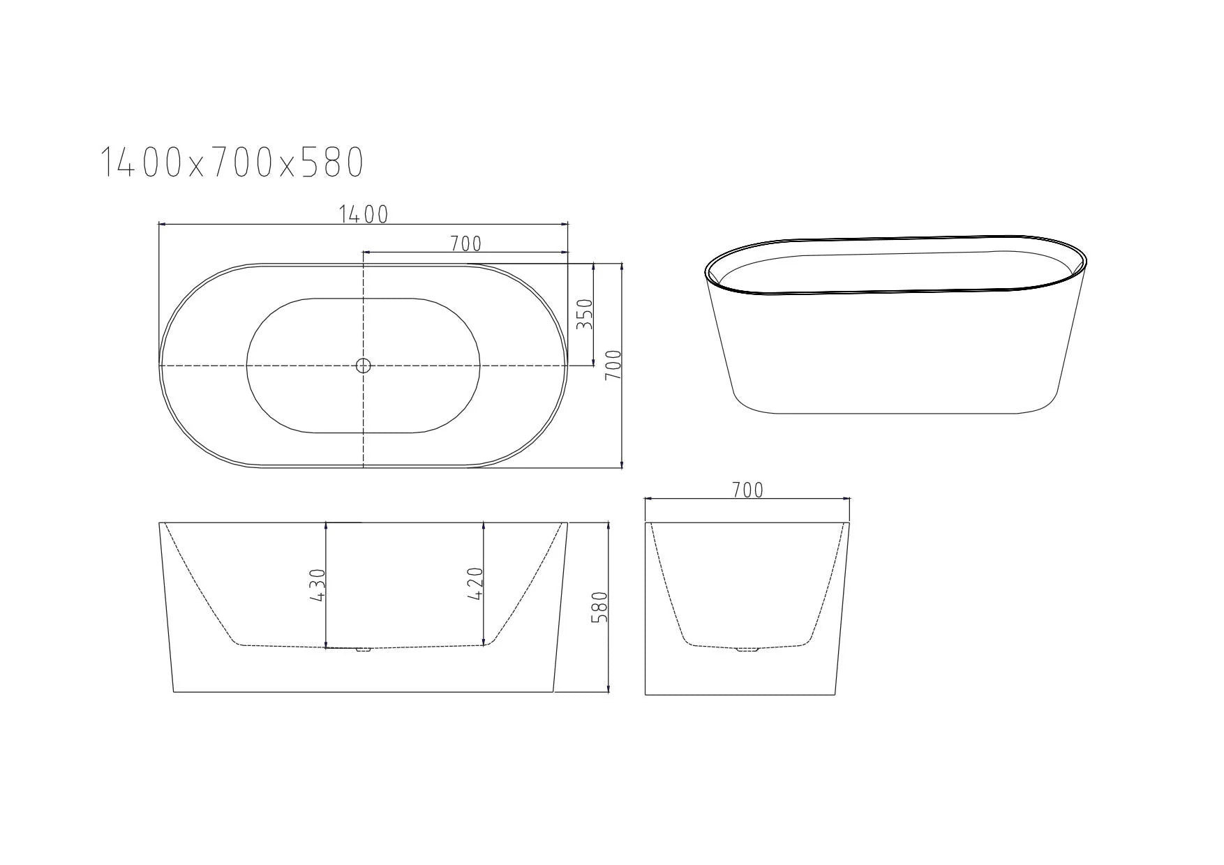 ISEO Ultra-Slim Freestanding Gloss White Bathtub