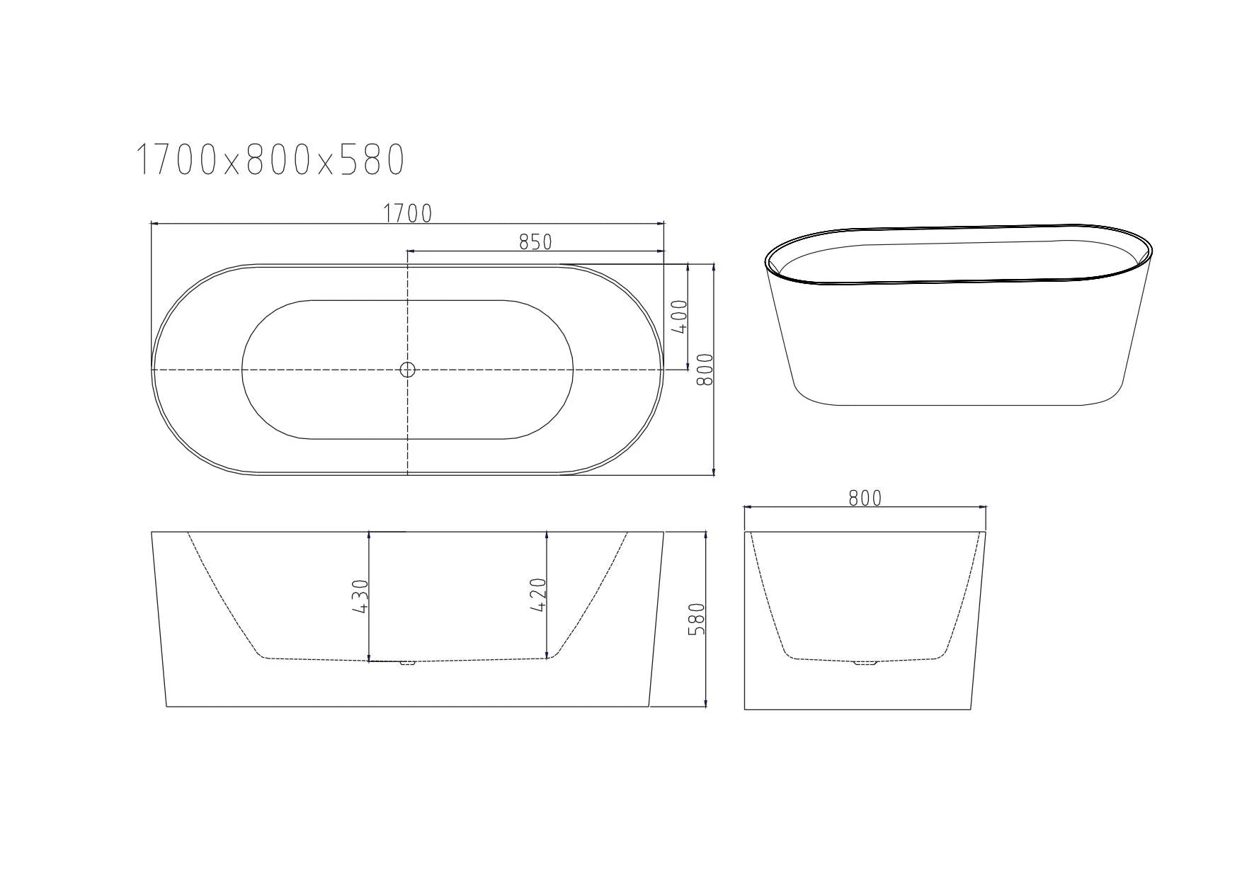 ISEO Ultra-Slim Freestanding Gloss White Bathtub