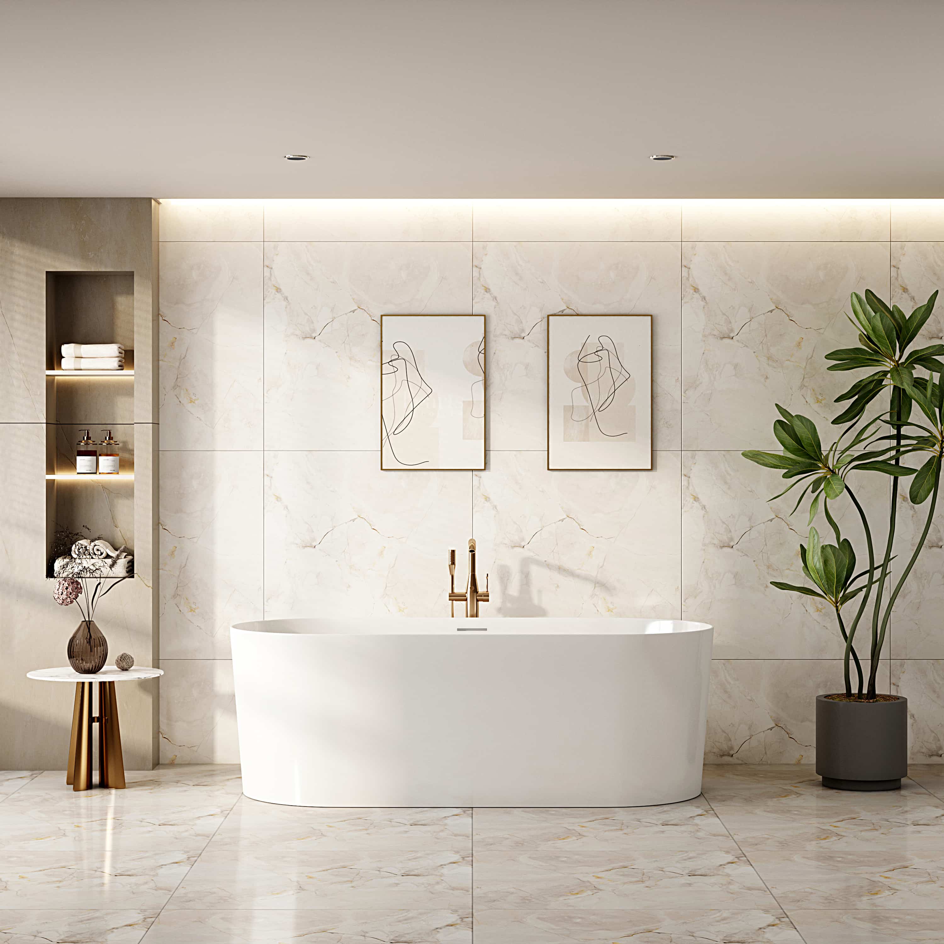 ISEO Ultra-Slim Freestanding Gloss White Bathtub
