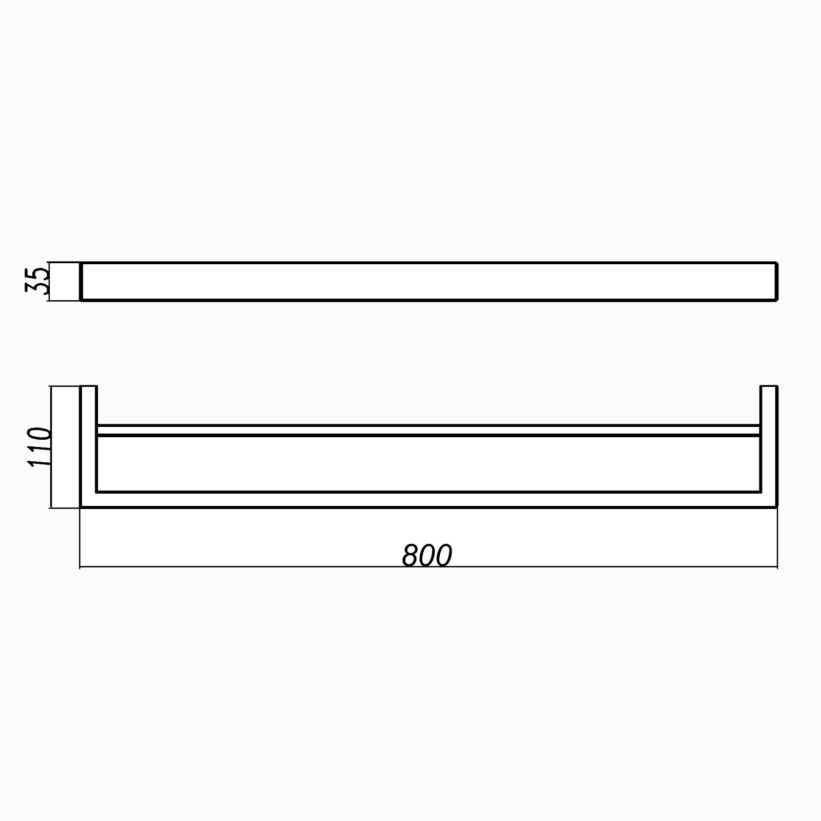 IVANO - 800mm Black Double Towel Rail