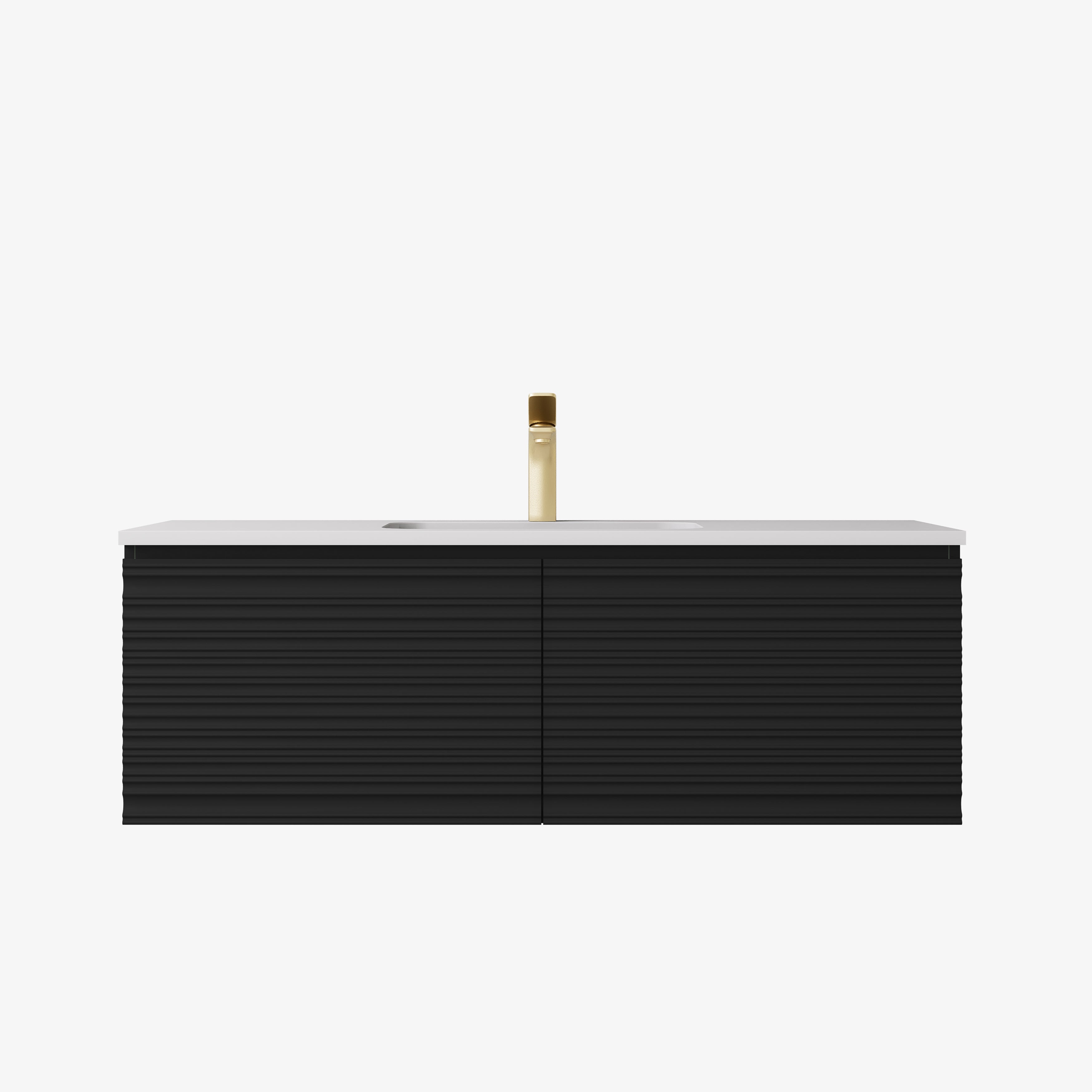 Sedona Fluted Wall Hung PVC Cabinet Matte Black