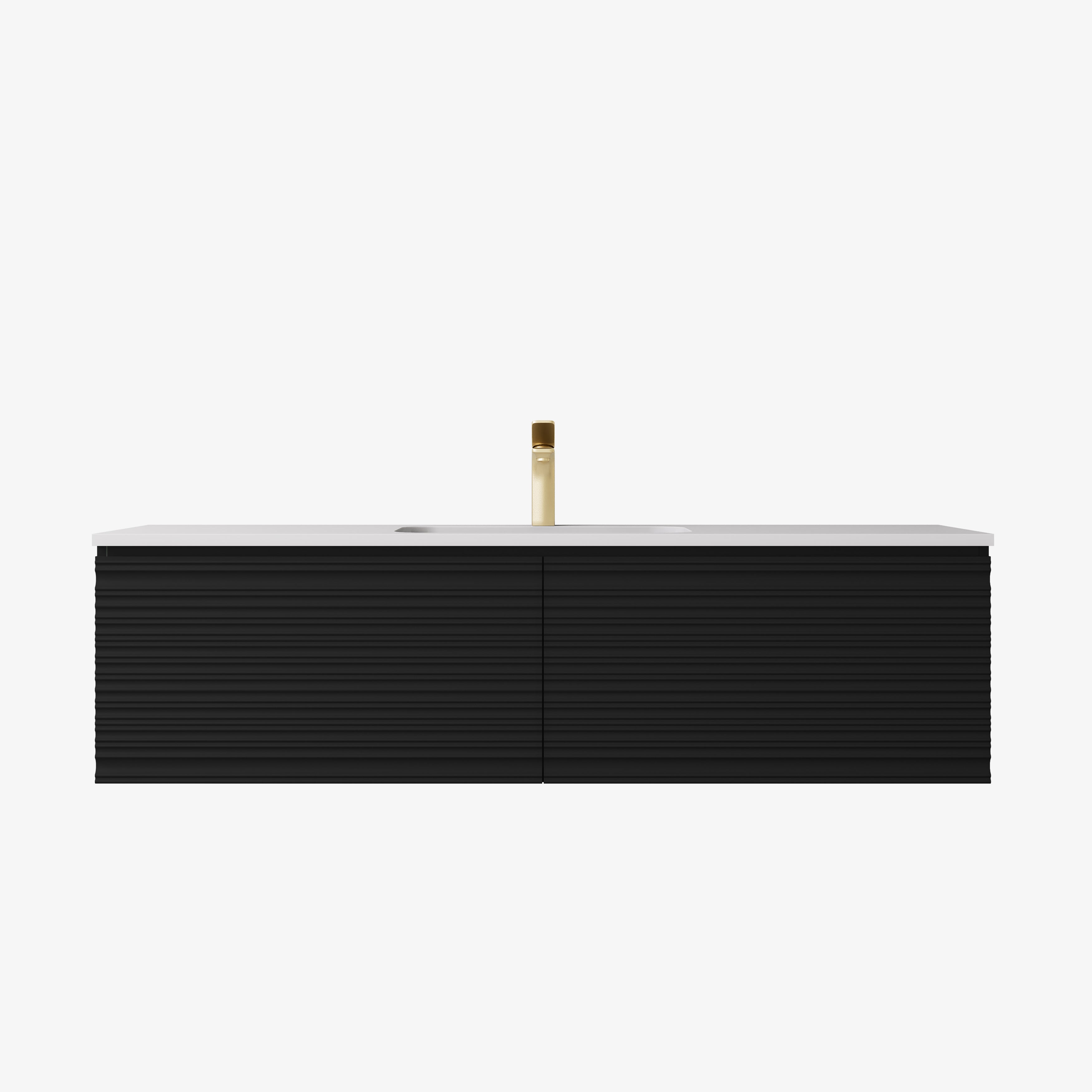 Sedona Fluted Wall Hung PVC Cabinet Matte Black