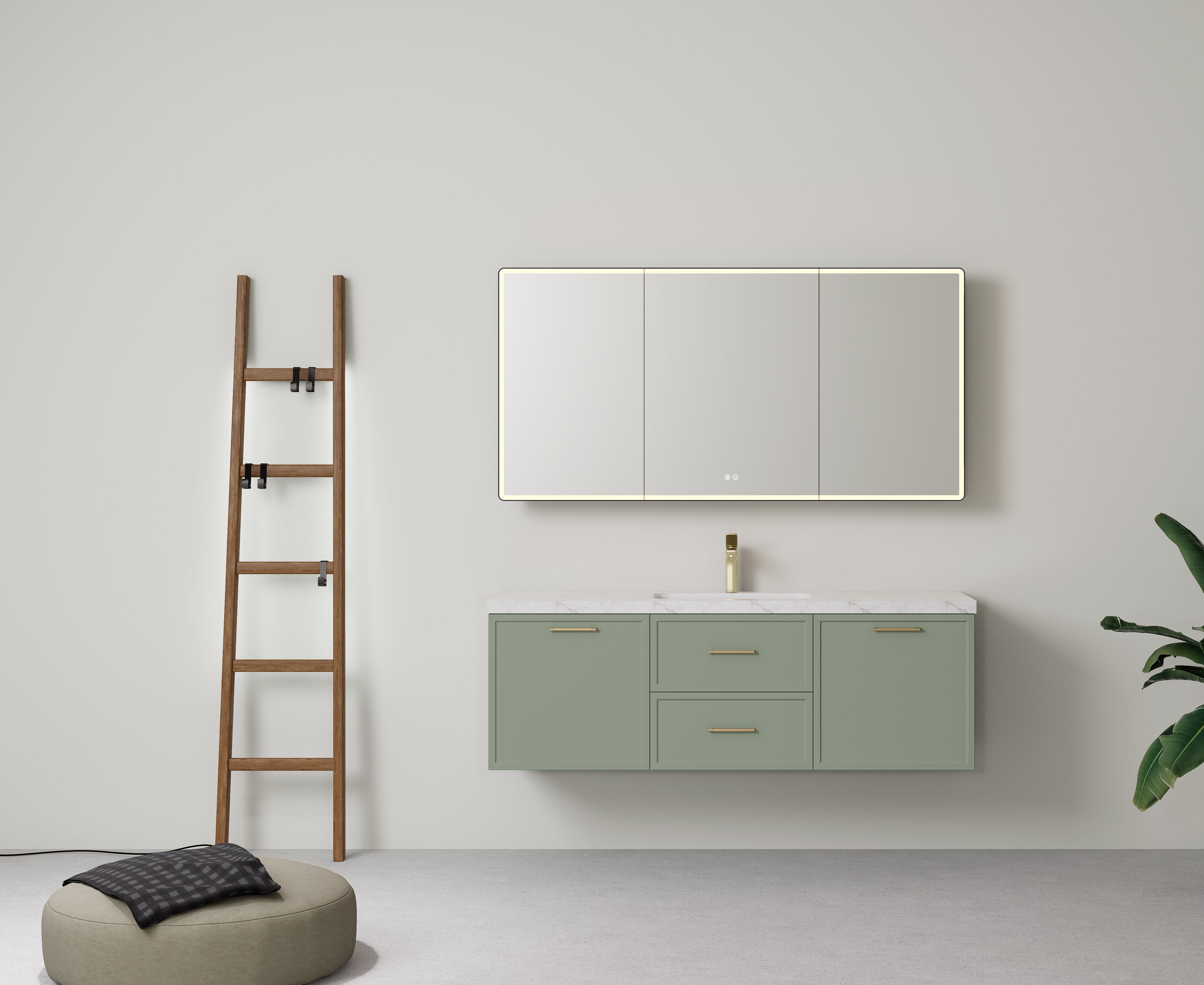 Kingsley Federation Wall Hung PVC Cabinet Matte Olive Green