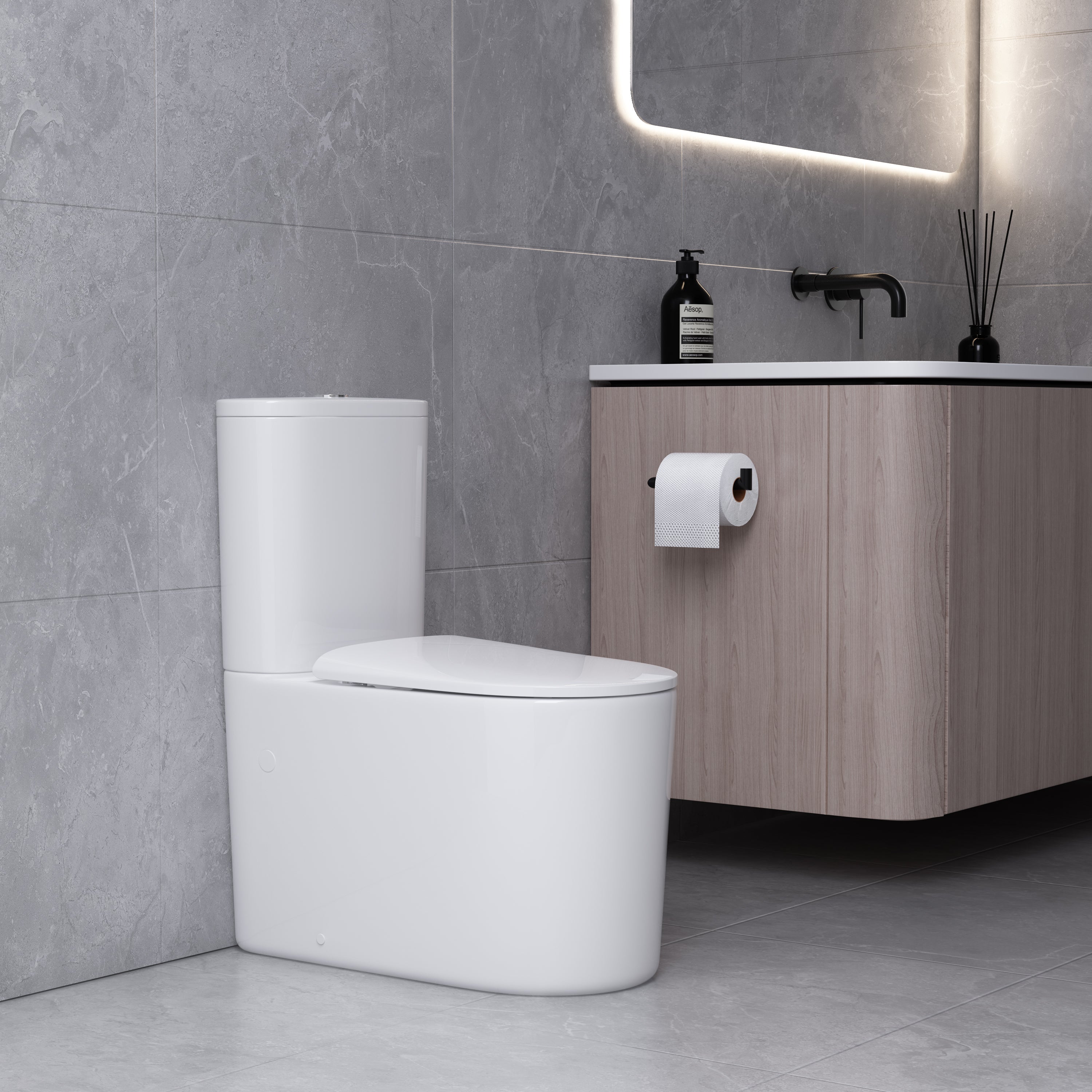 Devito Wall Faced Toilet Suite Tornado Rimless Quiet Flush