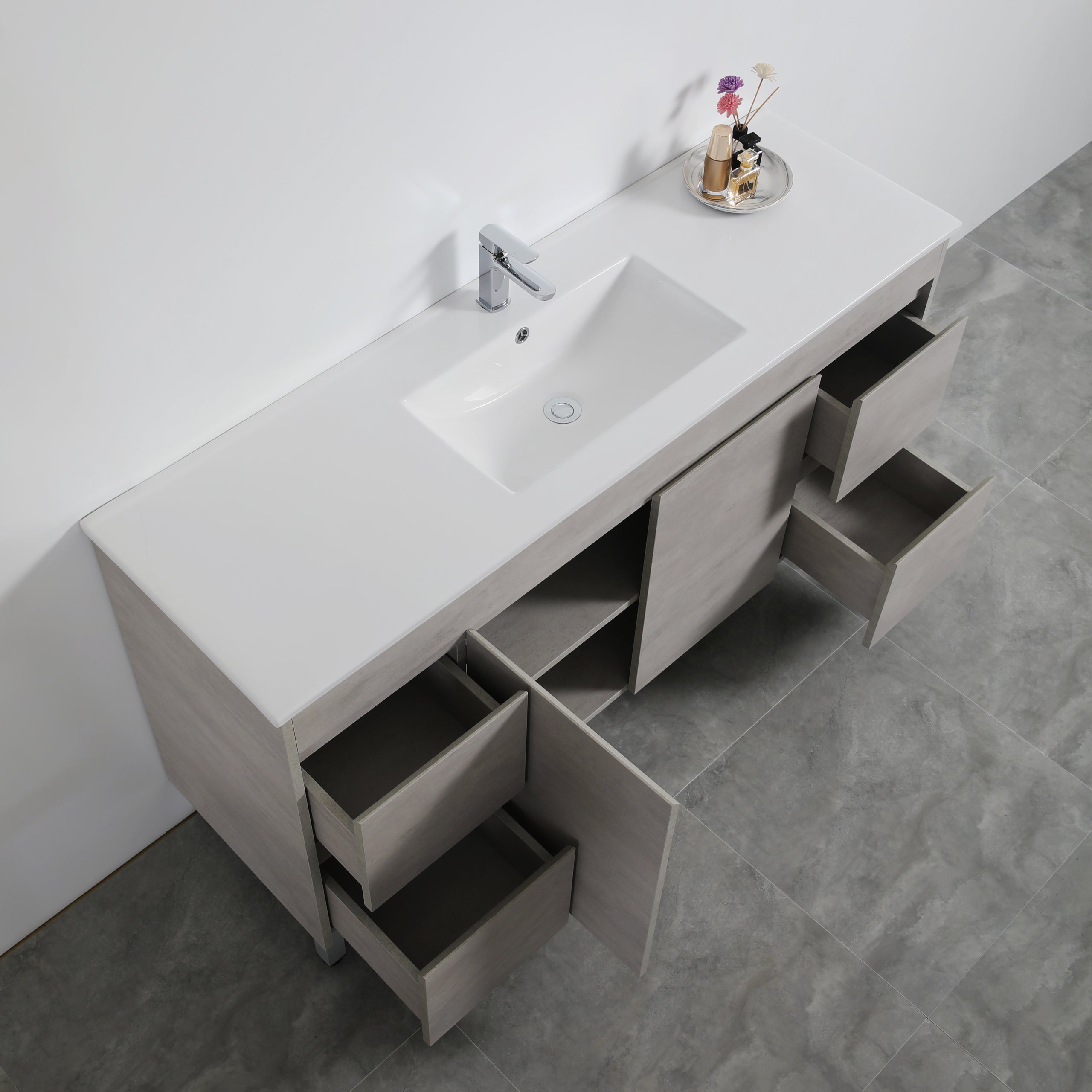 Nova Plywood Freestanding Bathroom Vanity Concrete Grey