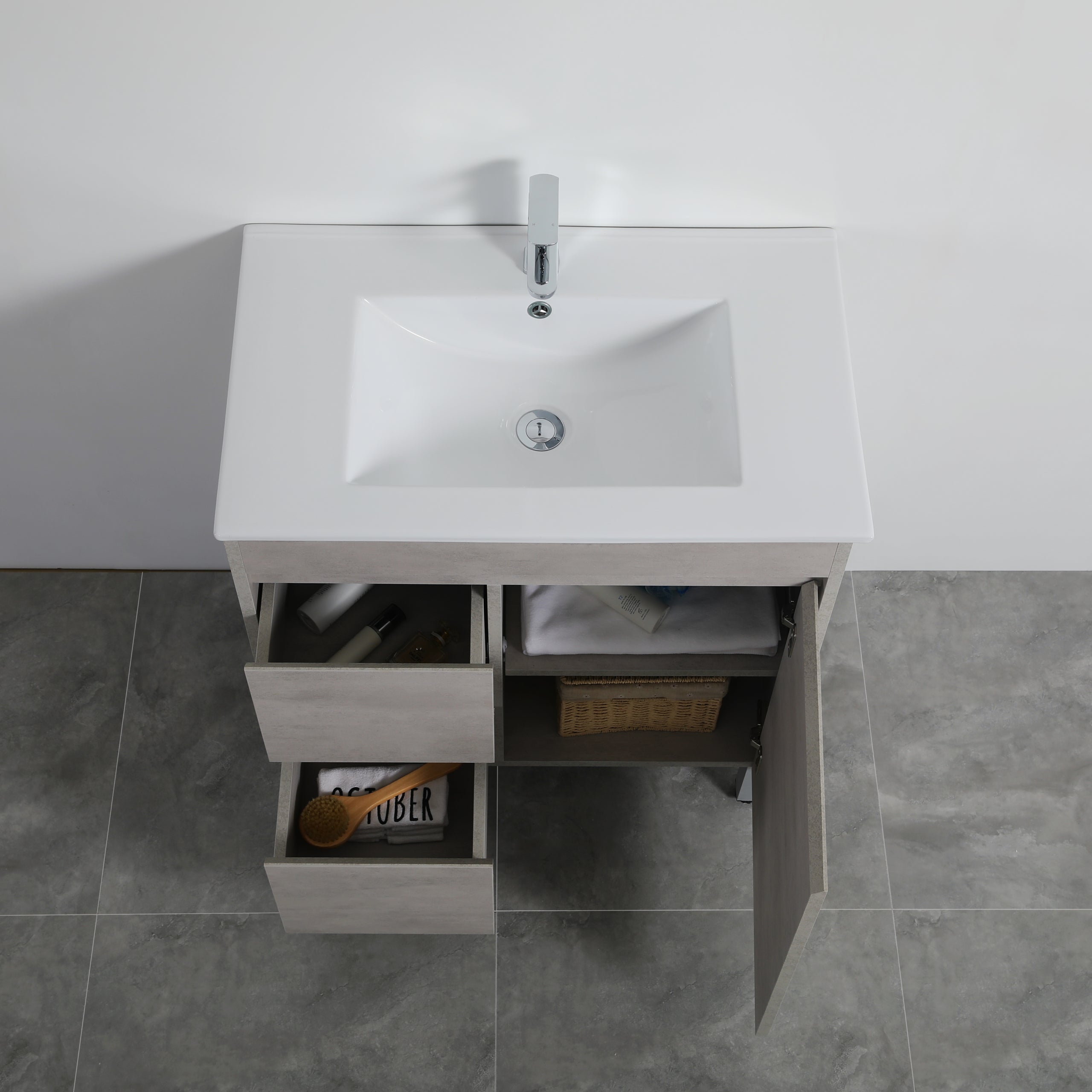 Nova Plywood Freestanding Bathroom Vanity Concrete Grey