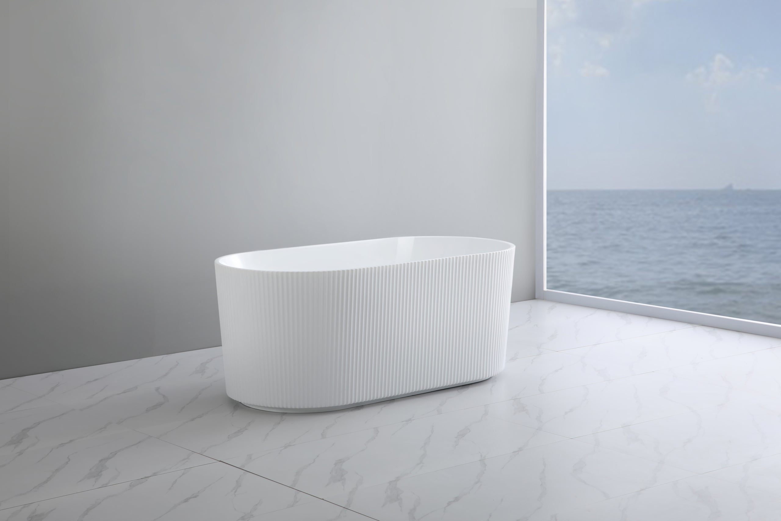 CETO Ally Groove 1700mm Freestanding Bathtub Matt White