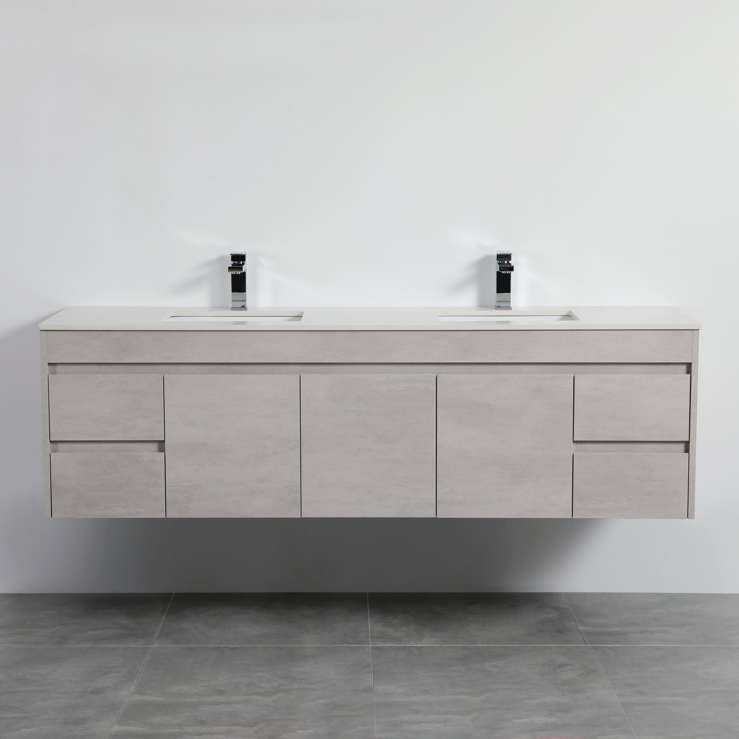 Nova Plywood Wall Hung Bathroom Vanity Concrete Grey