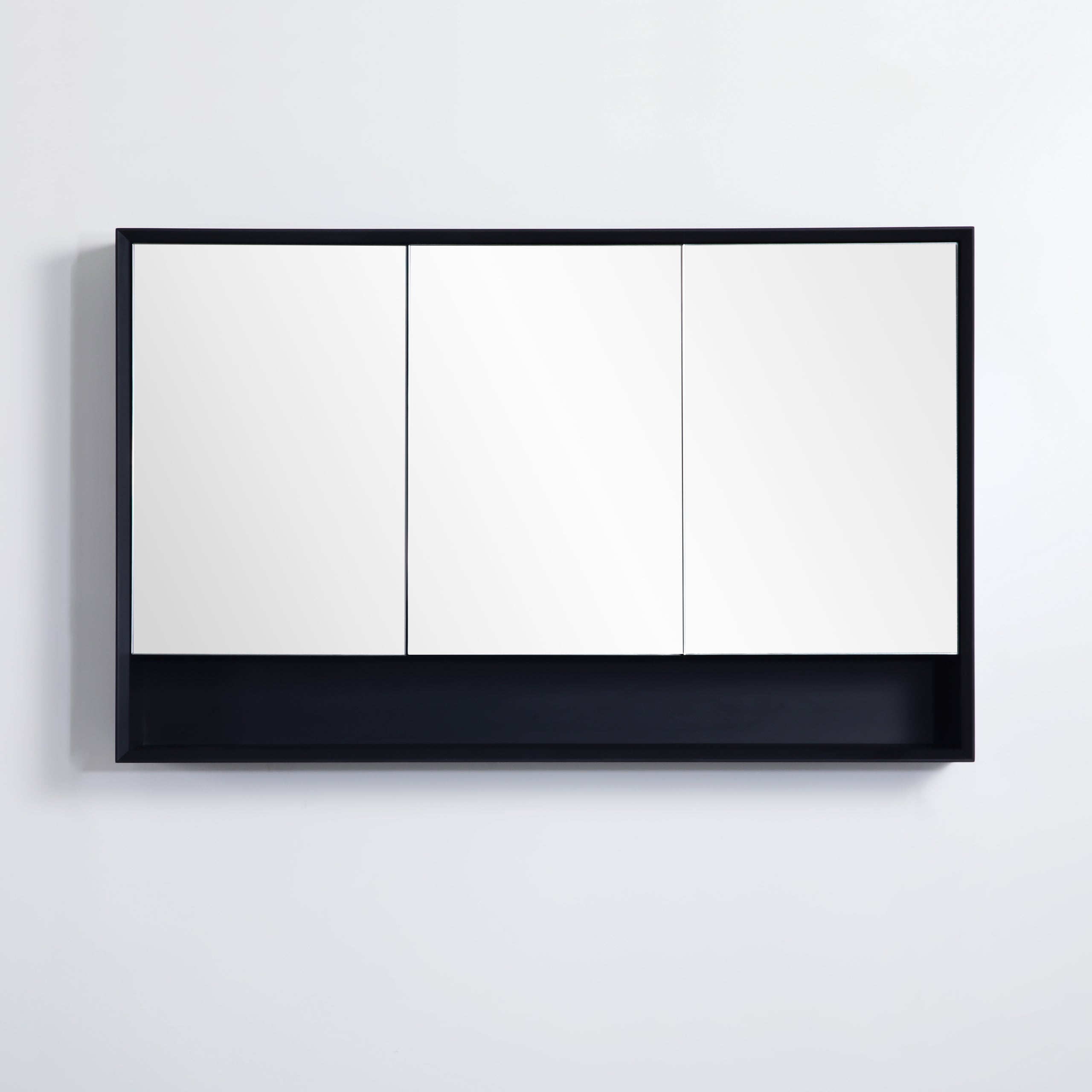 Petra PVC Shaving Cabinet With Open Shelf Matte Black
