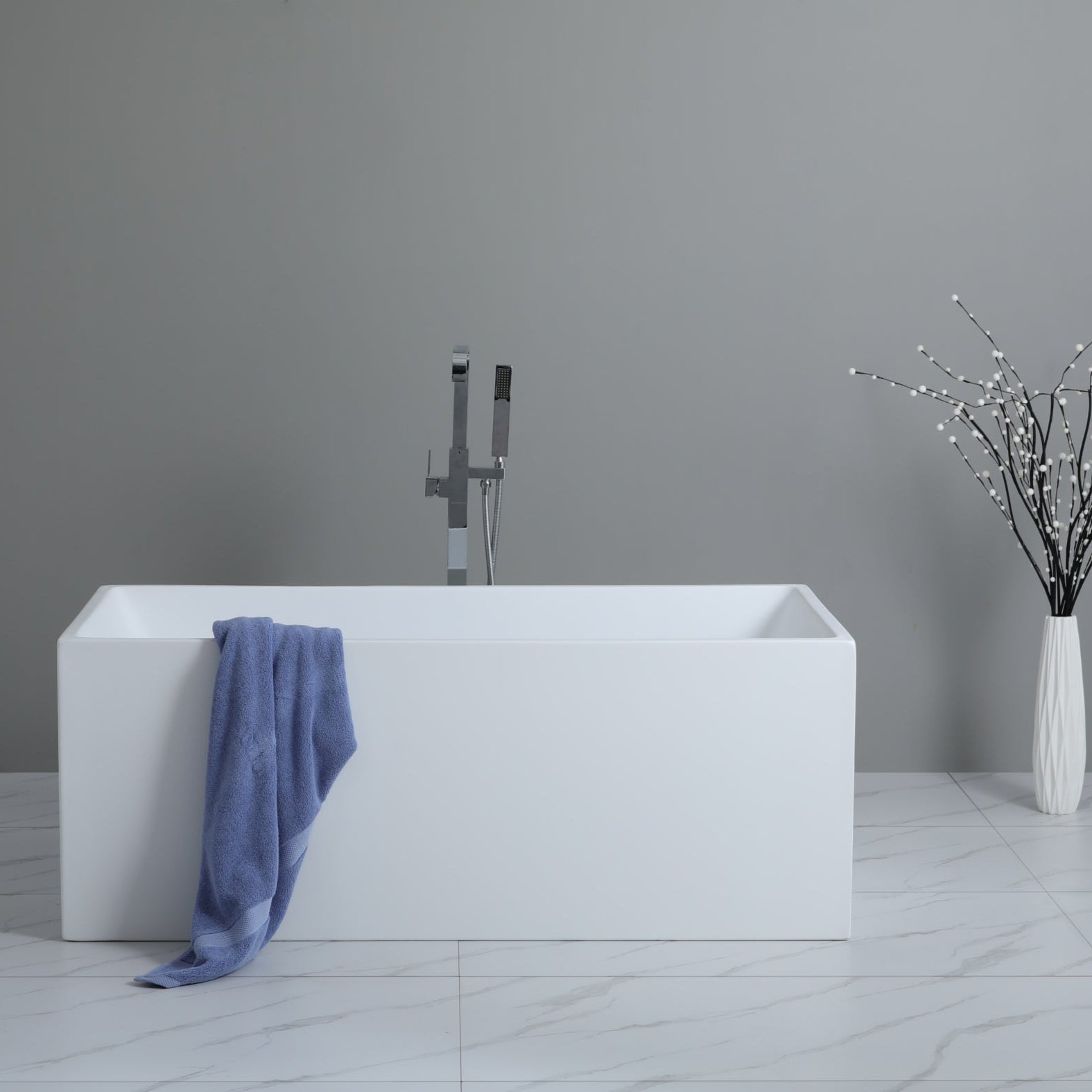 Theo Multifit Square Freestanding Bathtub (Available in 1000mm, 1200mm, 1400mm, 1500mm, 1600mm & 1700mm)