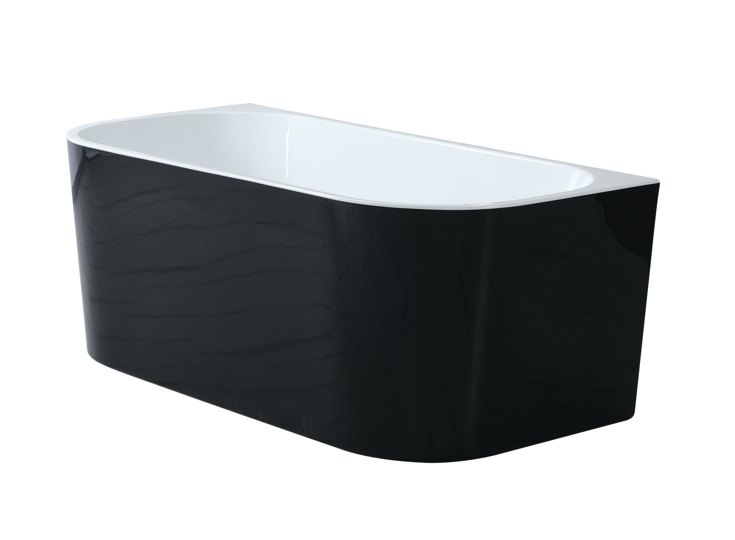 Elivia Back To Wall Freestanding Bathtub Matt Black and White(Available in 1400mm, 1500mm & 1700mm)