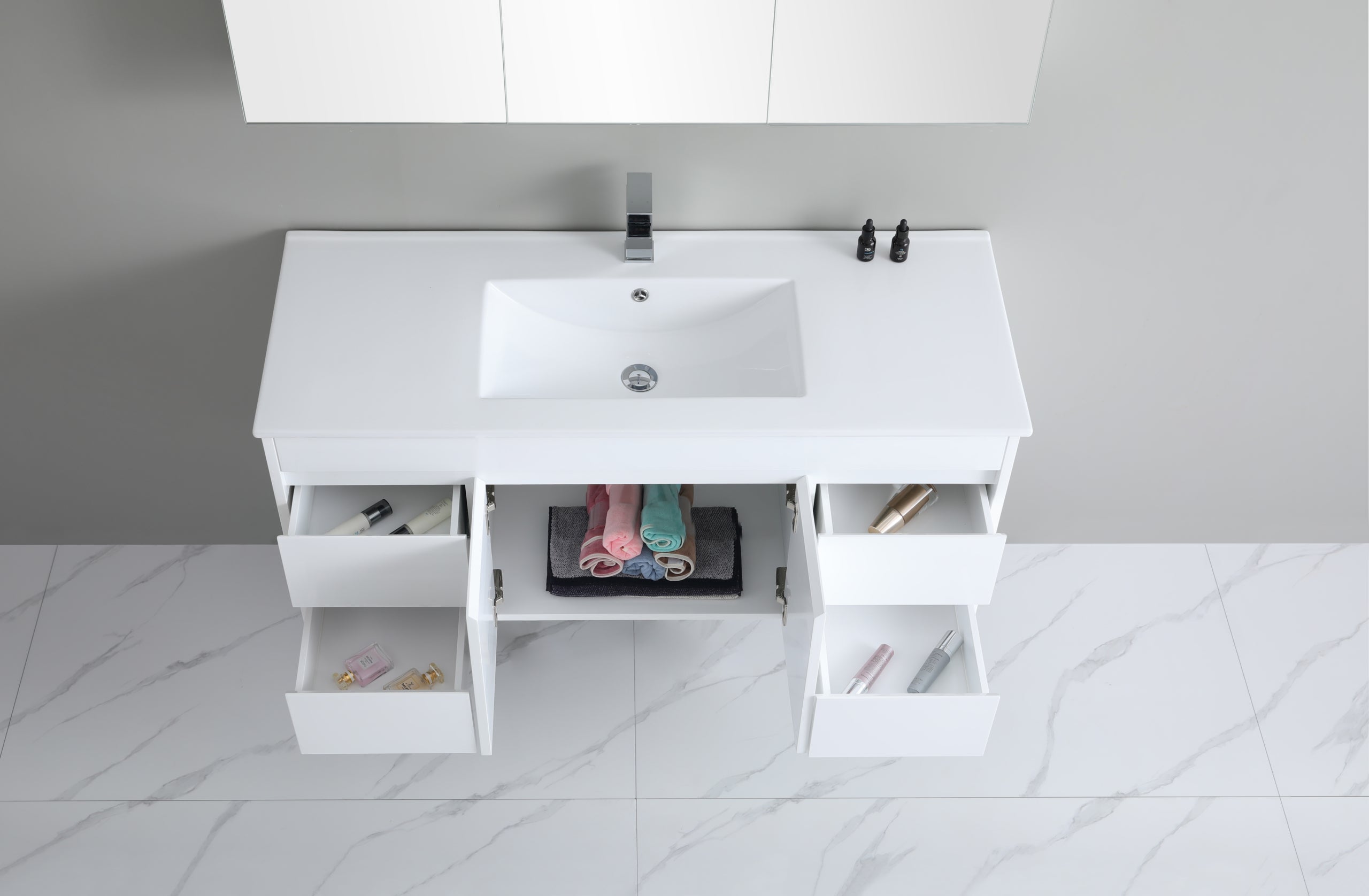 Polar PVC Waterpoof Wall Hung Bathroom Vanity White