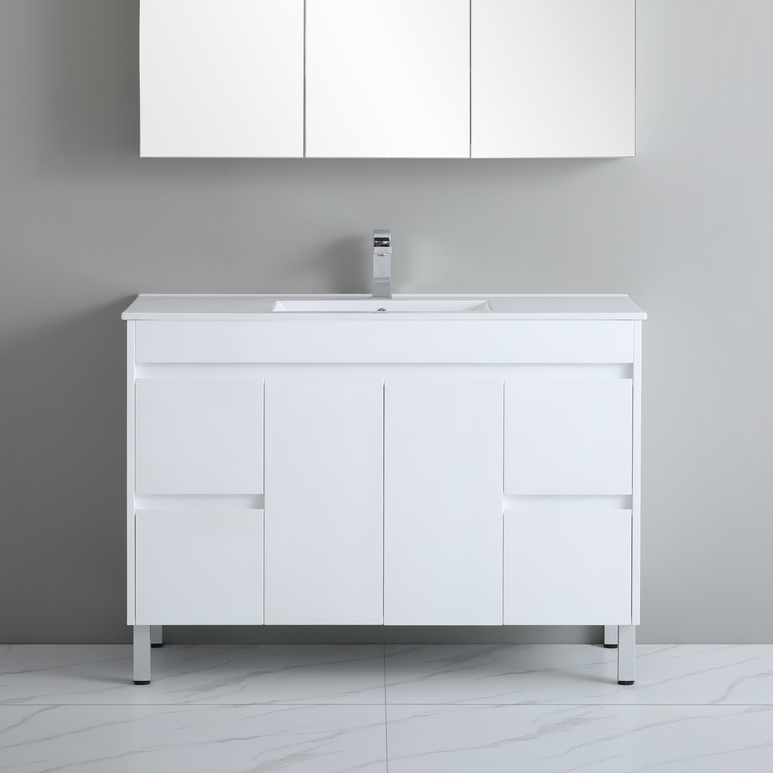 Polar PVC Waterpoof Free Standing Bathroom Vanity White