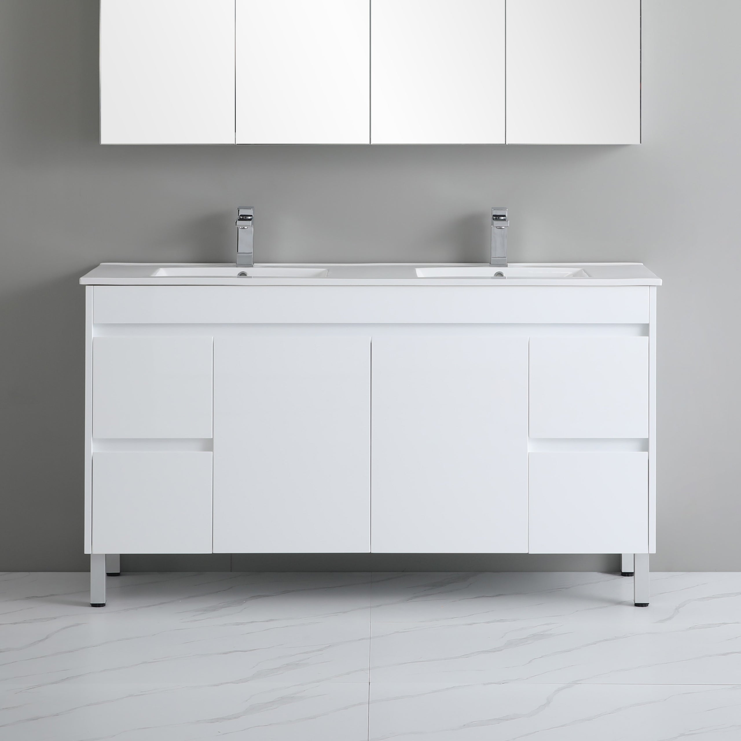 Polar PVC Waterpoof Free Standing Bathroom Vanity White