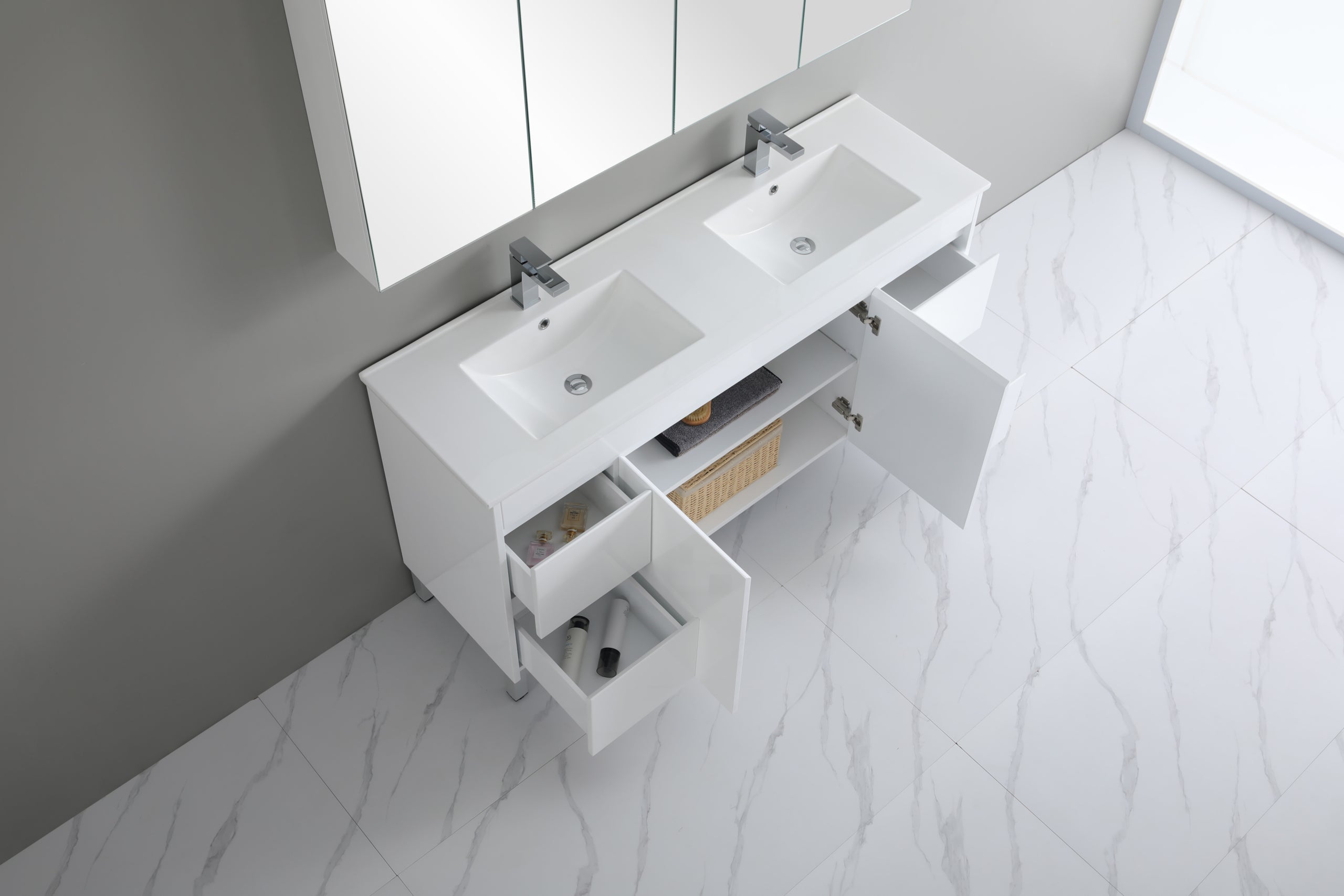 Polar PVC Waterpoof Free Standing Bathroom Vanity White