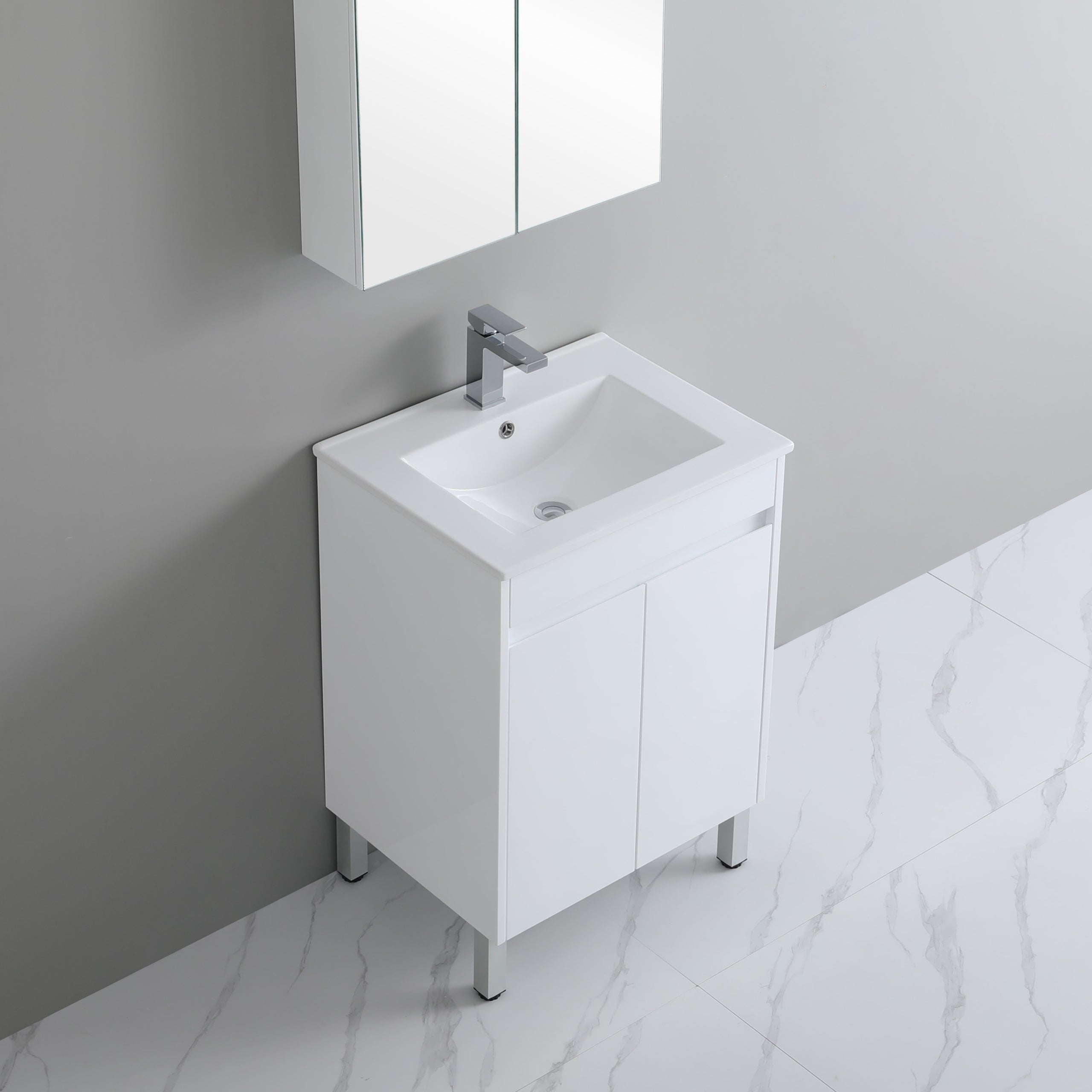Polar Slimline PVC Waterpoof Free Standing Bathroom Vanity White