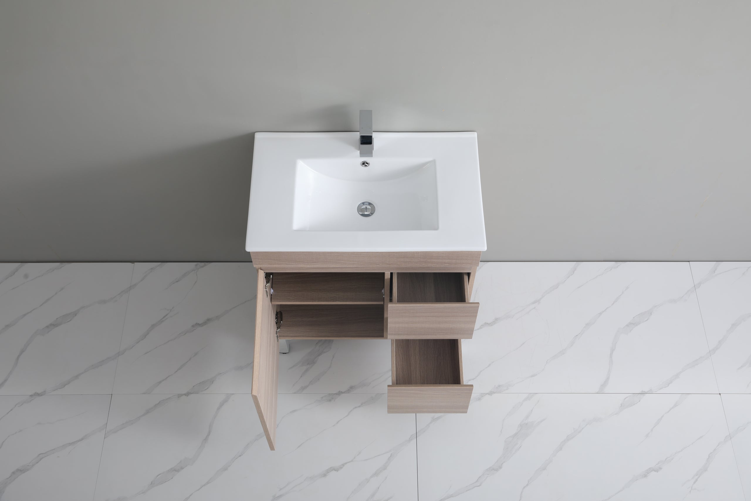 Evie PVC Freestanding Bathroom Vanity Oak