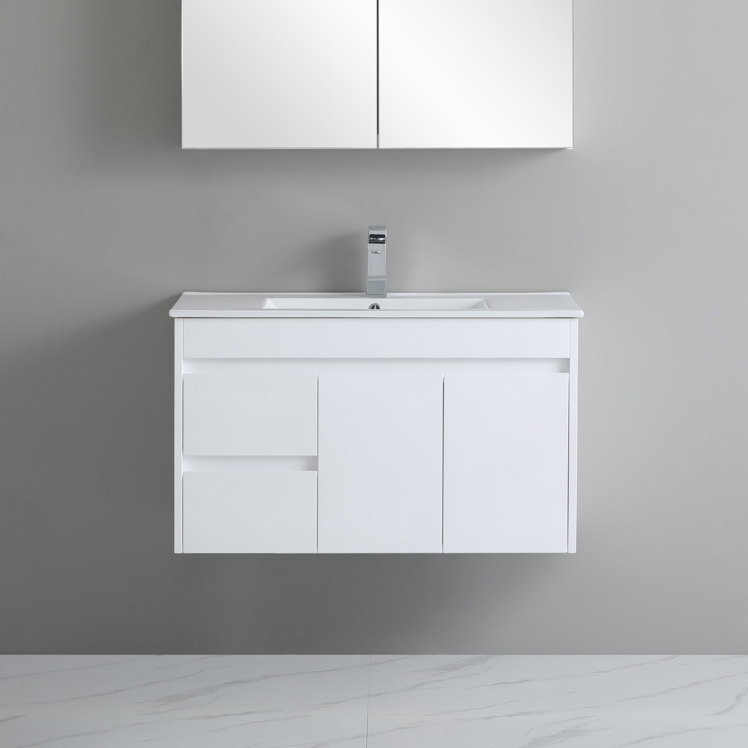 Polar Slimline PVC Waterpoof Wall Hung Bathroom Vanity White