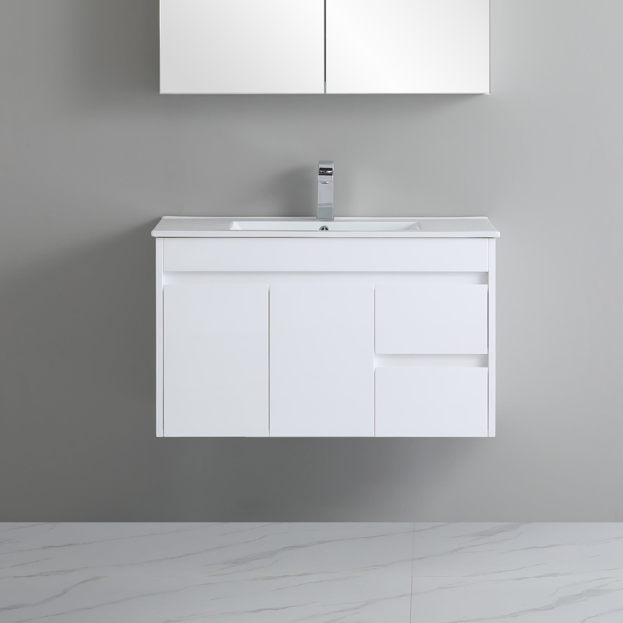 Polar Slimline PVC Waterpoof Wall Hung Bathroom Vanity White