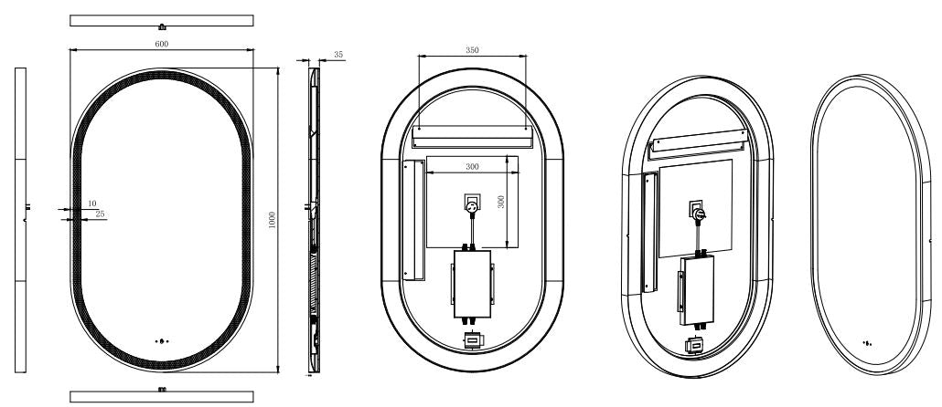 Olivia 600mm Oval Iron Framed LED Mirror