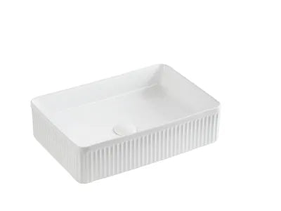 Crete Fluted  Above Counter Basin 500*340*130 Matte White