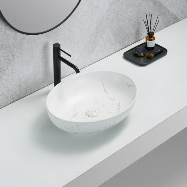 Carey Above Counter Basin 520*395*130 Matte Carrara White