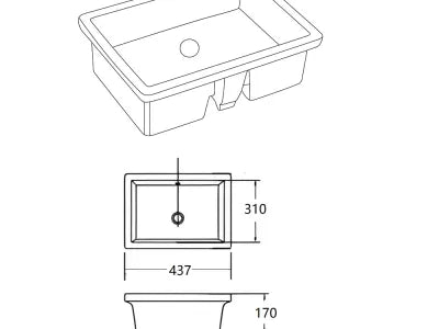 Crete Under Counter Basin 437*310*170 Gloss  White