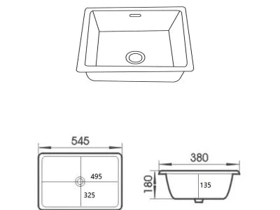 Crete Under Counter Basin 545*380*180 Gloss  White