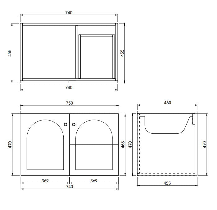 Chester Federation Wall Hung PVC Cabinet Matte Black