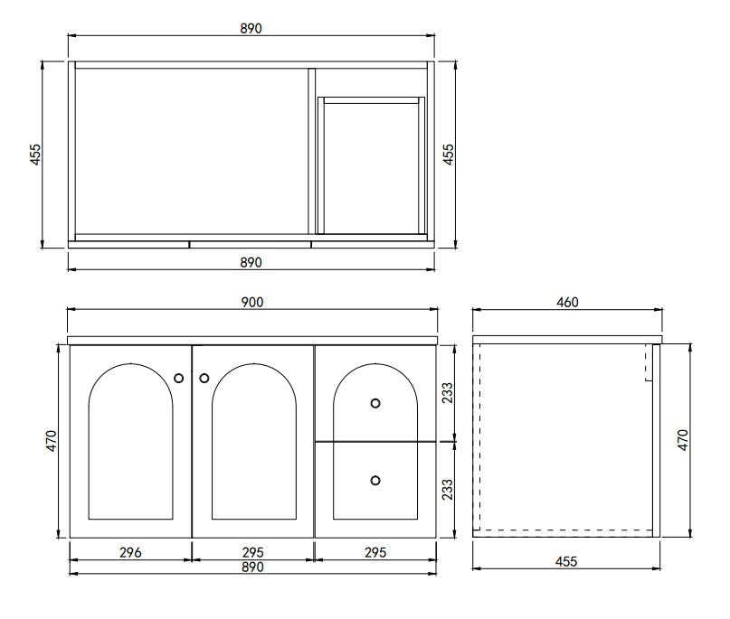 Chester Federation Wall Hung PVC Cabinet Matte Black