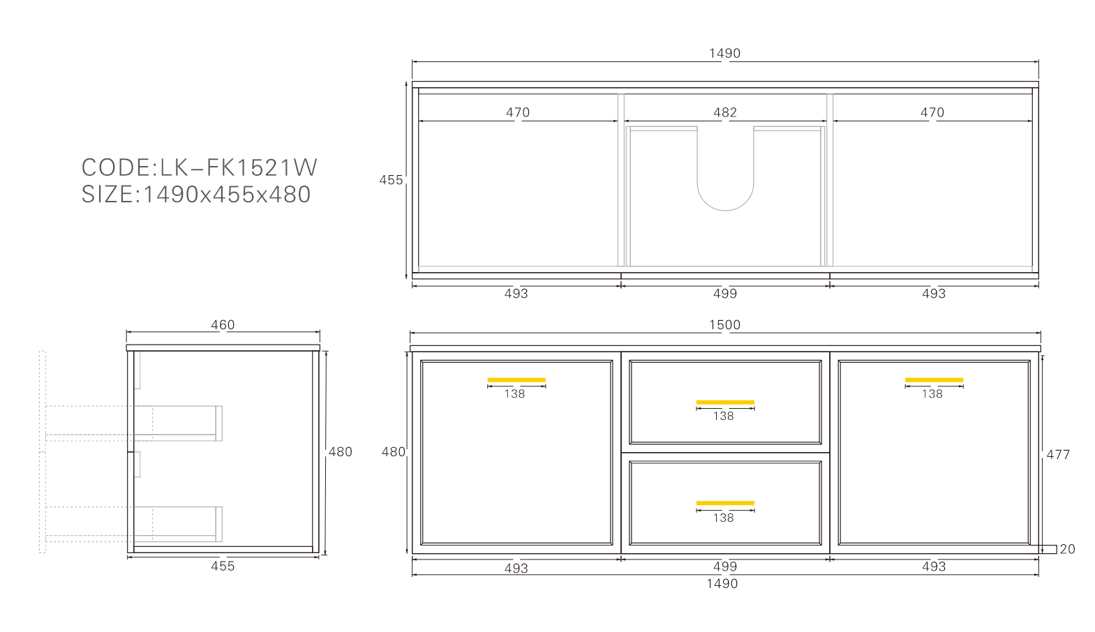 Kingsley Federation Wall Hung PVC Cabinet Matte White