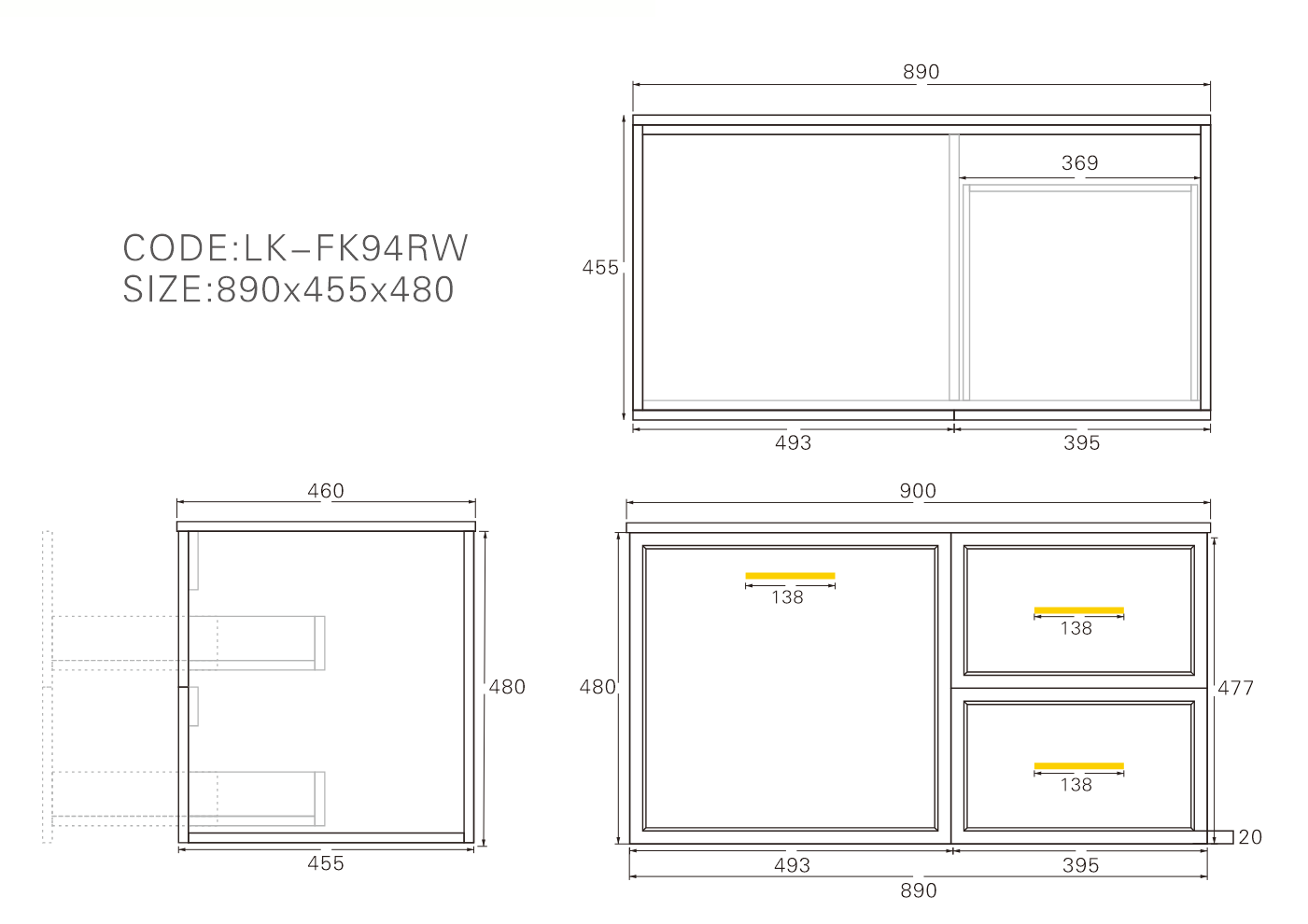 Kingsley Federation Wall Hung PVC Cabinet Matte Black