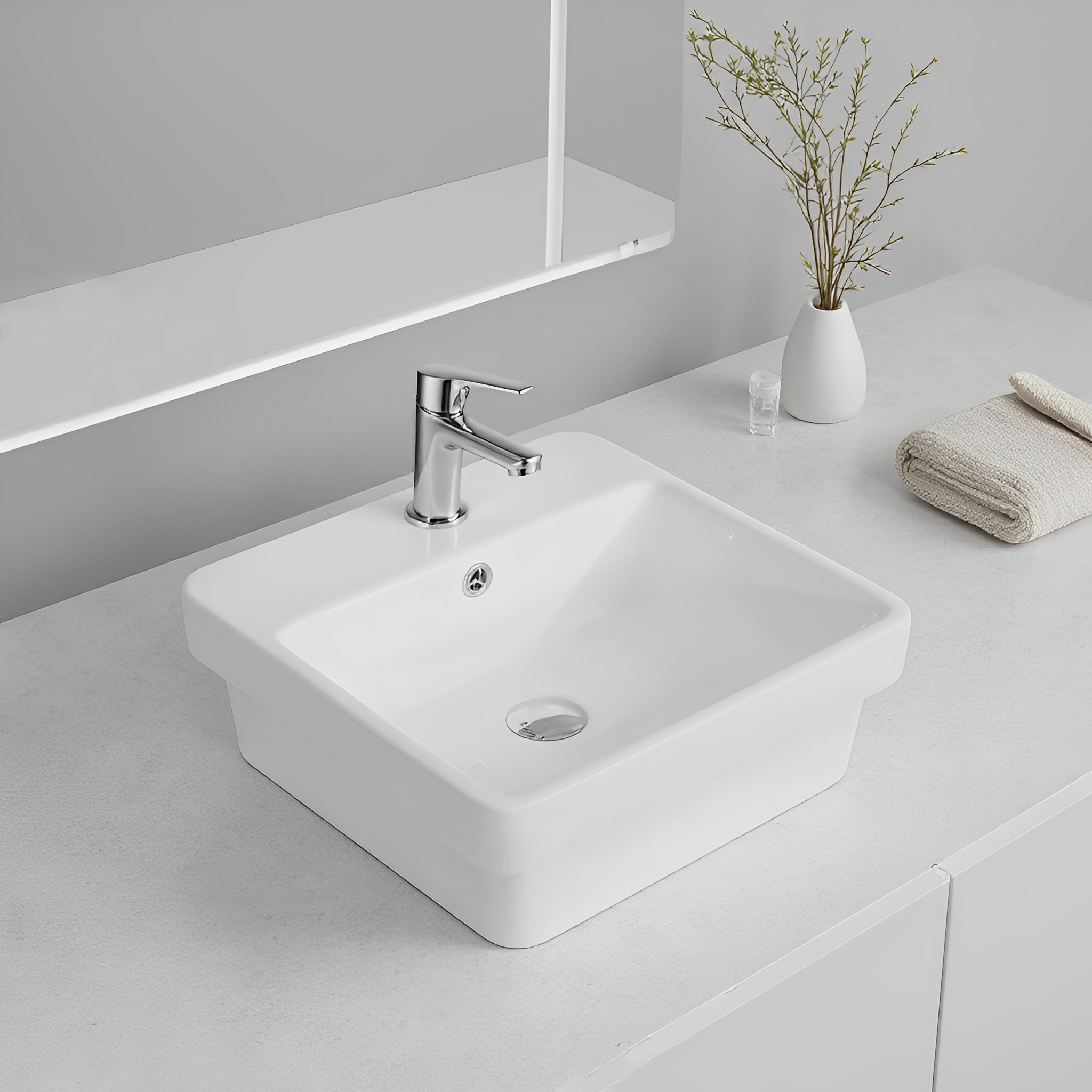 Kliff Insert Basin Tap Hole 415*415*155 Gloss white