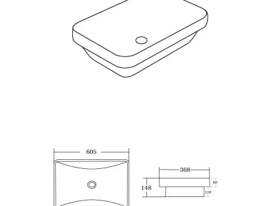 Kliff Insert Basin  605*368*148 Gloss white