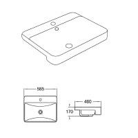 Kliff  Semi Ress Basin Tap Hole 585*460*170 Gloss white